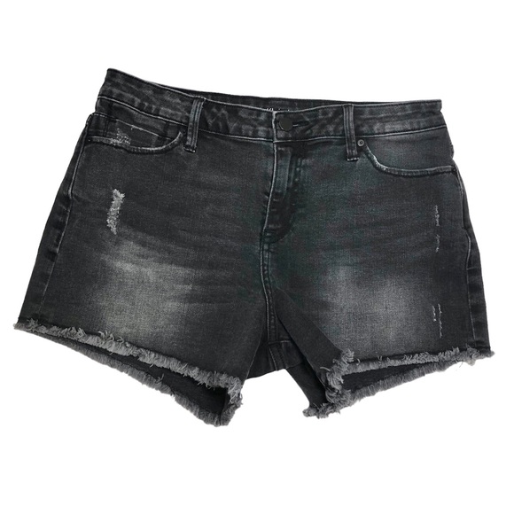 Calvin Klein Cotton Blend Distressed Fringe Mid Rise Gray Wash Jean Shorts W29 - Picture 1 of 13